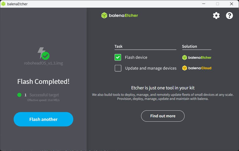 Образ успешно записан